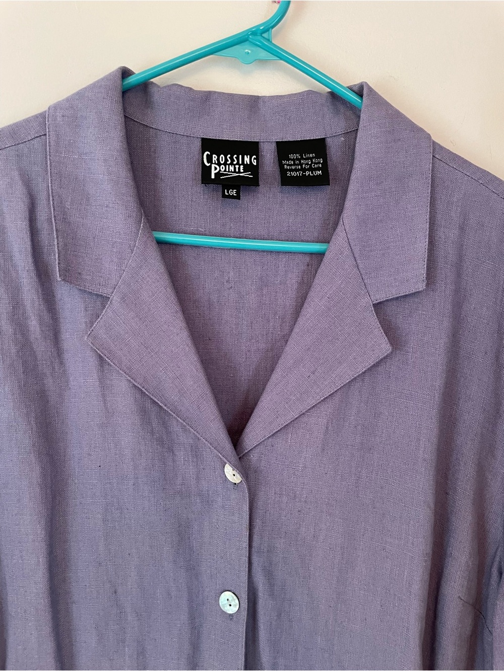 Crossing Pointe Women's Linen Button-Front Blouse — Plum